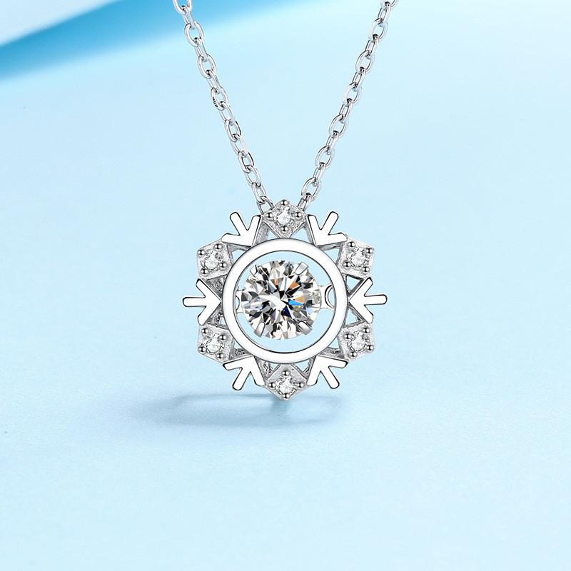 Super Flash Lab Diamond D Цвет Муассанит S925 Серебряное ожерелье со снежинкой Роскошное модное женское ожерелье на ключицу Ювелирное изделие в подарок 45cm 0.5CT