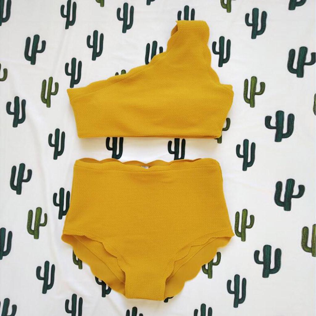 Lady Vintage High Waisted Swimsuit Two Pieces Scalloped Trim One Shoulder Bikini L жовтий
Lady Vintage High Waisted Swimsuit Two Pieces Scalloped Trim One Shoulder Bikini L жовтий