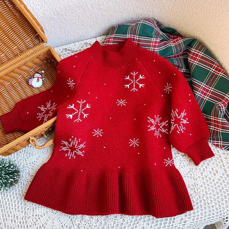 Girls Red Long Sleeve Knitted Christmas Dress - Warm, Fashionable Winter Sweater (GZ9225) 110
Girls Red Long Sleeve Knitted Christmas Dress - Warm, Fashionable Winter Sweater (GZ9225) 110