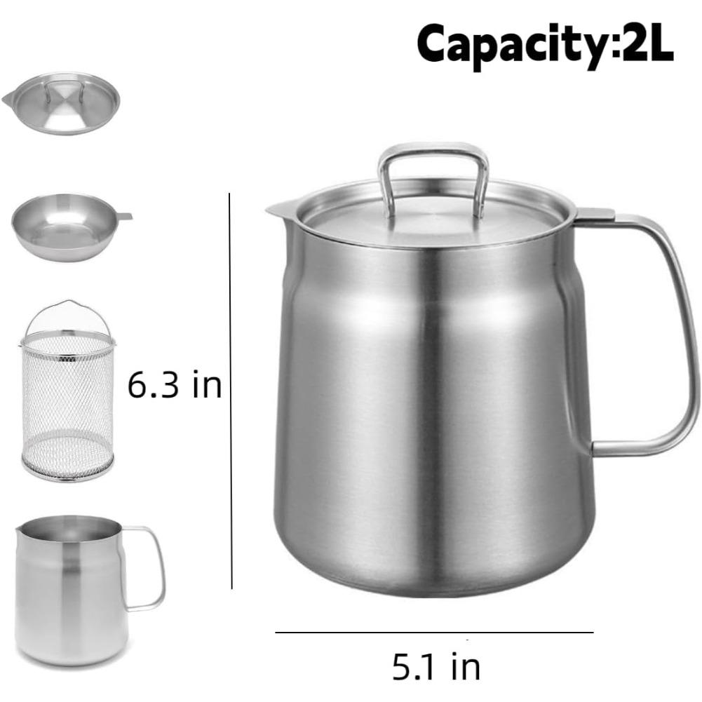 Фритюрница из нержавеющей стали объемом 2 л с сетчатым фильтром – фильтр для жира и экономия масла для бекона для легкой жарки и хранения 2L серебряный
Фритюрница из нержавеющей стали объемом 2 л с сетчатым фильтром – фильтр для жира и экономия масла для бекона для легкой жарки и хранения 2L серебряный