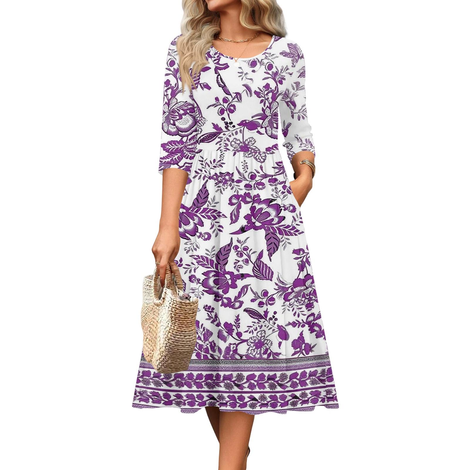 Жіноча сукня з рукавом 3/4, повсякденна, м яка, А-силуету, міді, сукня-футболка з кишенями, з круглим вирізом, для відпочинку, в стилі бохо, пляжна, літня сукня L фіолетовий
Жіноча сукня з рукавом 3/4, повсякденна, м яка, А-силуету, міді, сукня-футболка з кишенями, з круглим вирізом, для відпочинку, в стилі бохо, пляжна, літня сукня L фіолетовий