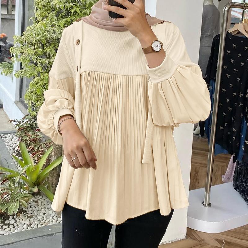 ZANZEA Женская повседневная блузка с круглым вырезом и длинным рукавом, свободная, плиссированная 4XL абрикосовый
ZANZEA Женская повседневная блузка с круглым вырезом и длинным рукавом, свободная, плиссированная 4XL абрикосовый