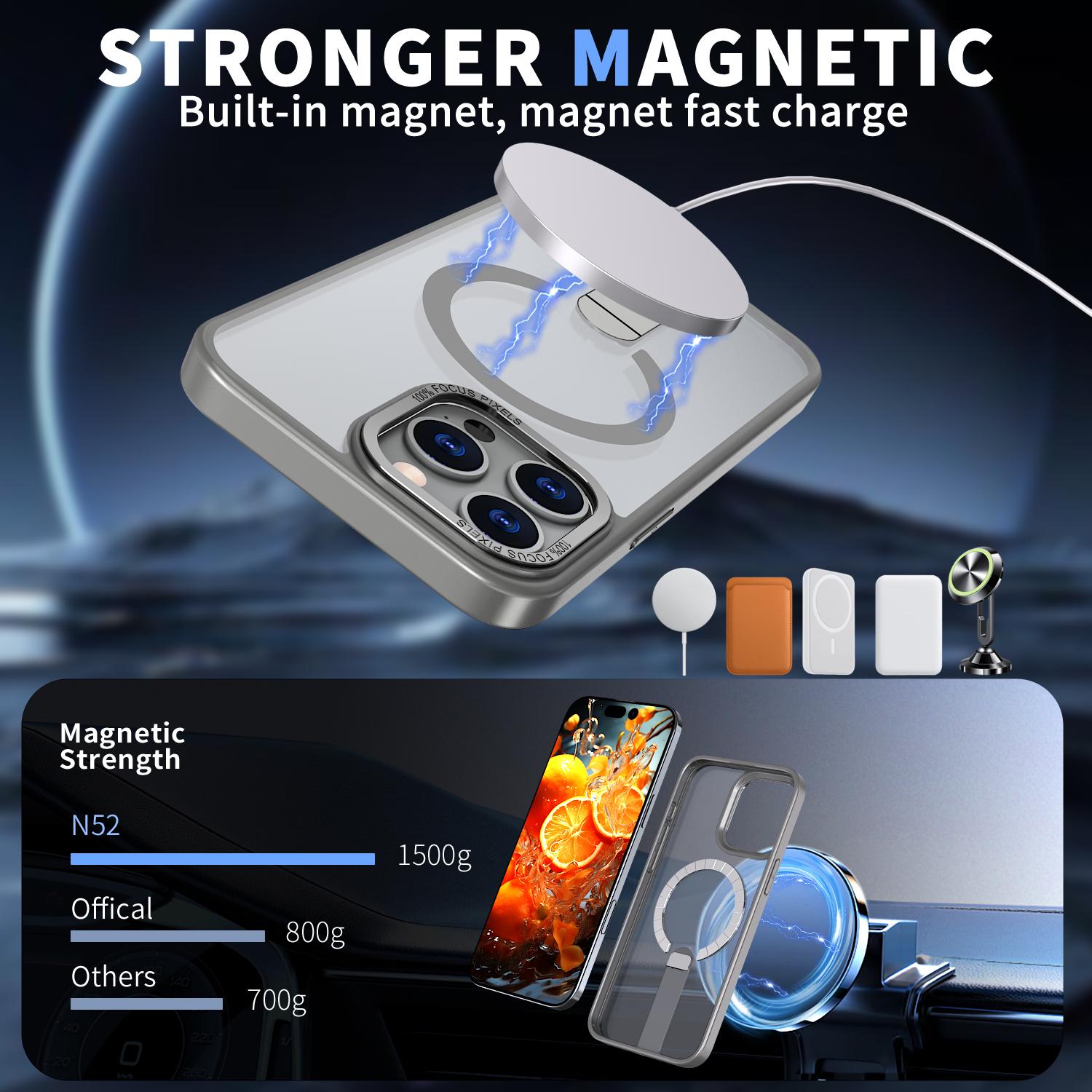 For iPhone 15 Pro Max Case Compatible with MagSafe Kickstand TPU+Acrylic Phone Cover Titanium Grey
For iPhone 15 Pro Max Case Compatible with MagSafe Kickstand TPU+Acrylic Phone Cover Titanium Grey