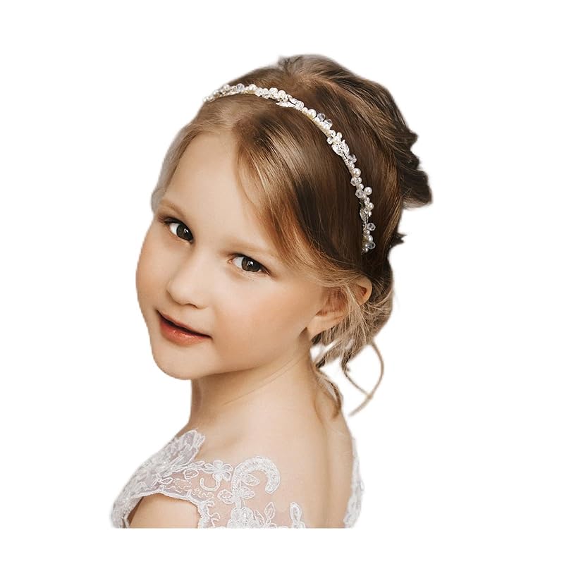 SWEETV ПОВЯЗКА НА ГОЛОВУ, Головной убор для девочки-цветочницы на свадьбу, причастие, день рождения - Жемчужная повязка на голову для девочек со стразами - Аксессуары для волос для юных Silver 2
SWEETV ПОВЯЗКА НА ГОЛОВУ, Головной убор для девочки-цветочницы на свадьбу, причастие, день рождения - Жемчужная повязка на голову для девочек со стразами - Аксессуары для волос для юных Silver 2