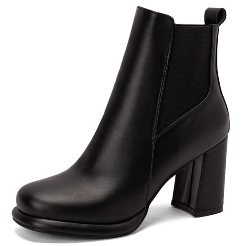 Винтажные ботильоны, женская обувь, осень-зима, женские ковбойские короткие ботинки с квадратным носком, черные туфли на каблуке для вечеринок, женские, большой размер 48 48 чёрный