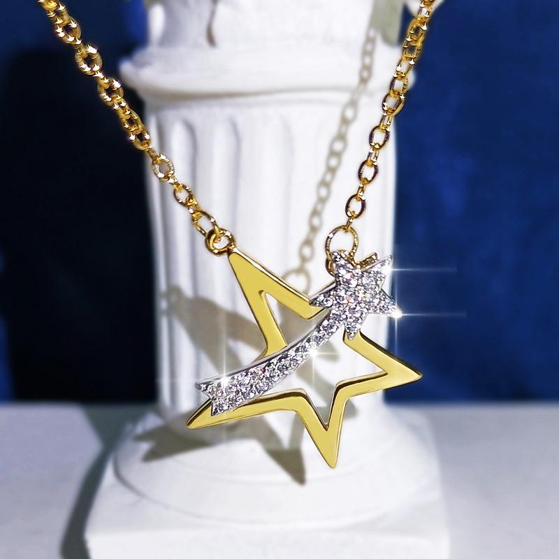 CAOSHI Fashionable Star Shape Pendant Necklace for Women Evening Party Two Tone Neck Zircon with Bright Cubic Zirconia Hot Sale 45cm
CAOSHI Fashionable Star Shape Pendant Necklace for Women Evening Party Two Tone Neck Zircon with Bright Cubic Zirconia Hot Sale 45cm