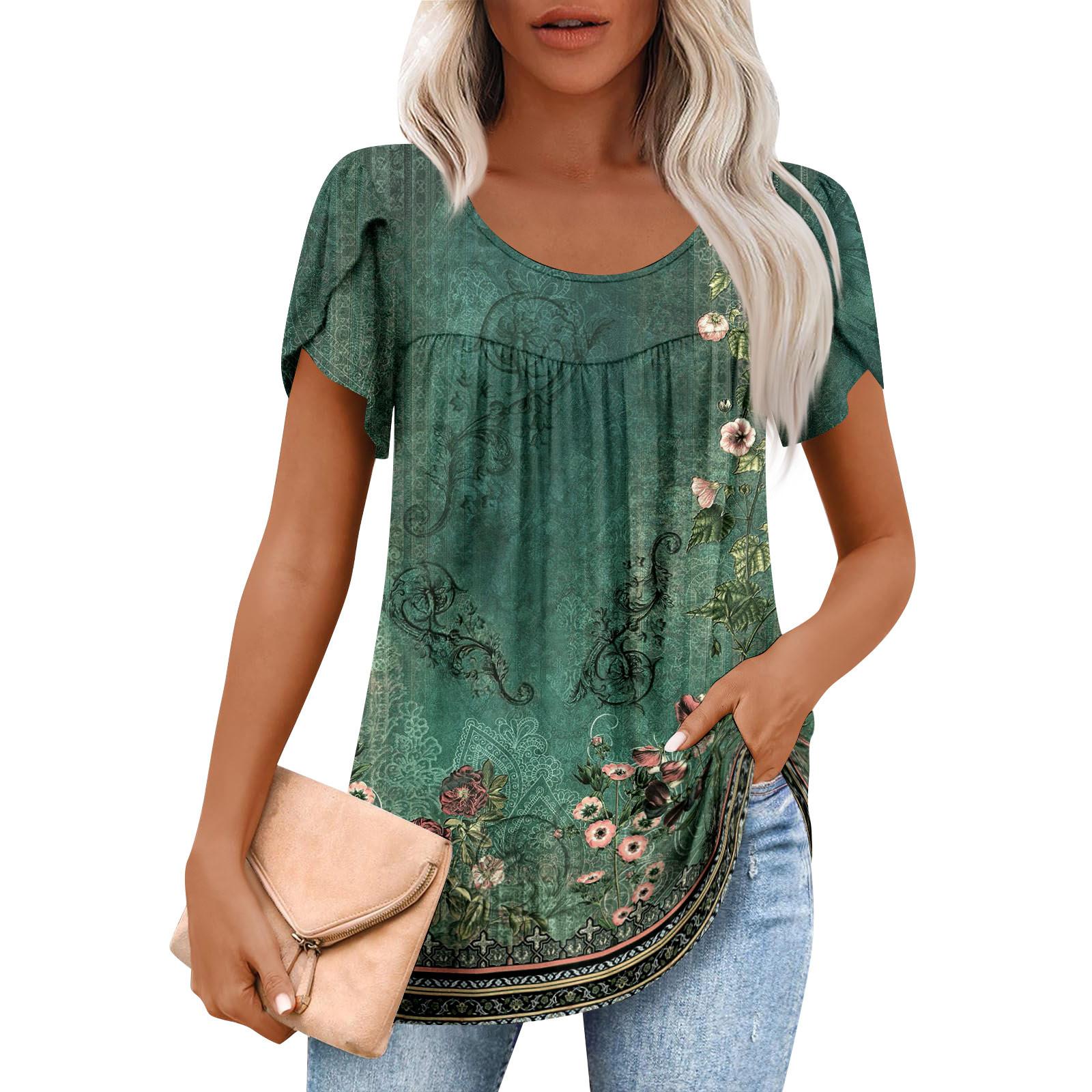 Womens Summer Tops Casual Ruffle Short Sleeve Crewneck Loose Pleated T Shirts M
Womens Summer Tops Casual Ruffle Short Sleeve Crewneck Loose Pleated T Shirts M