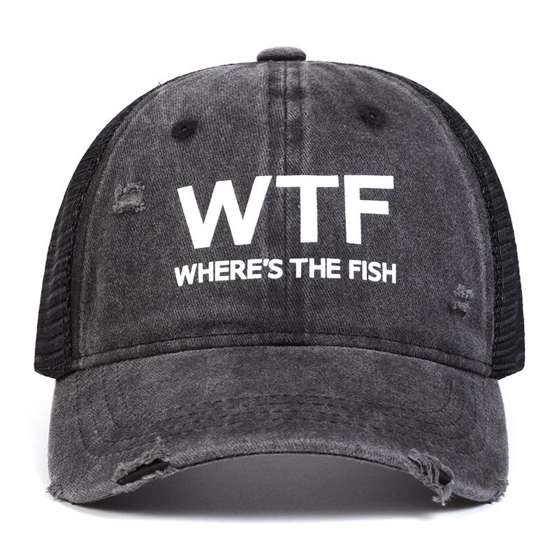 WTF Where s The Fish Funny Washed Trucker Hat for Men Women L темно-серого
WTF Where s The Fish Funny Washed Trucker Hat for Men Women L темно-серого