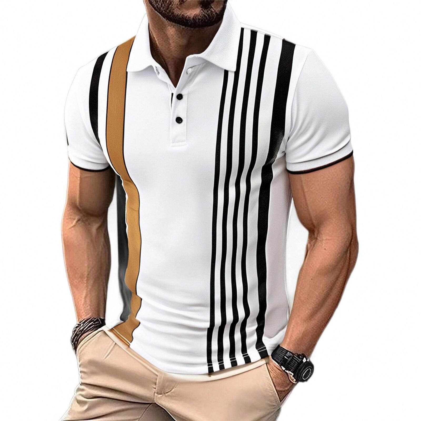 Мужская летняя модная полосатая футболка с коротким рукавом, топ на пуговицах с лацканами XL белый
Мужская летняя модная полосатая футболка с коротким рукавом, топ на пуговицах с лацканами XL белый