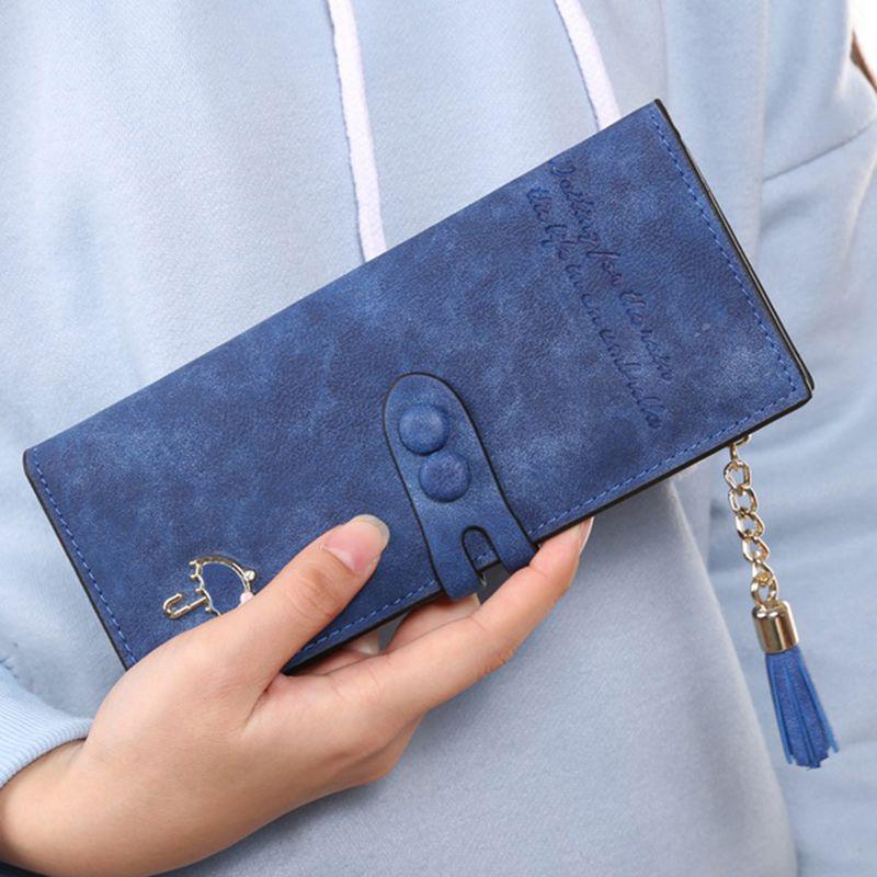 Elegant Women Leather Card Holder Long Trifold Wallet With Tassel And Checkbook Pocket Blue
Elegant Women Leather Card Holder Long Trifold Wallet With Tassel And Checkbook Pocket Blue