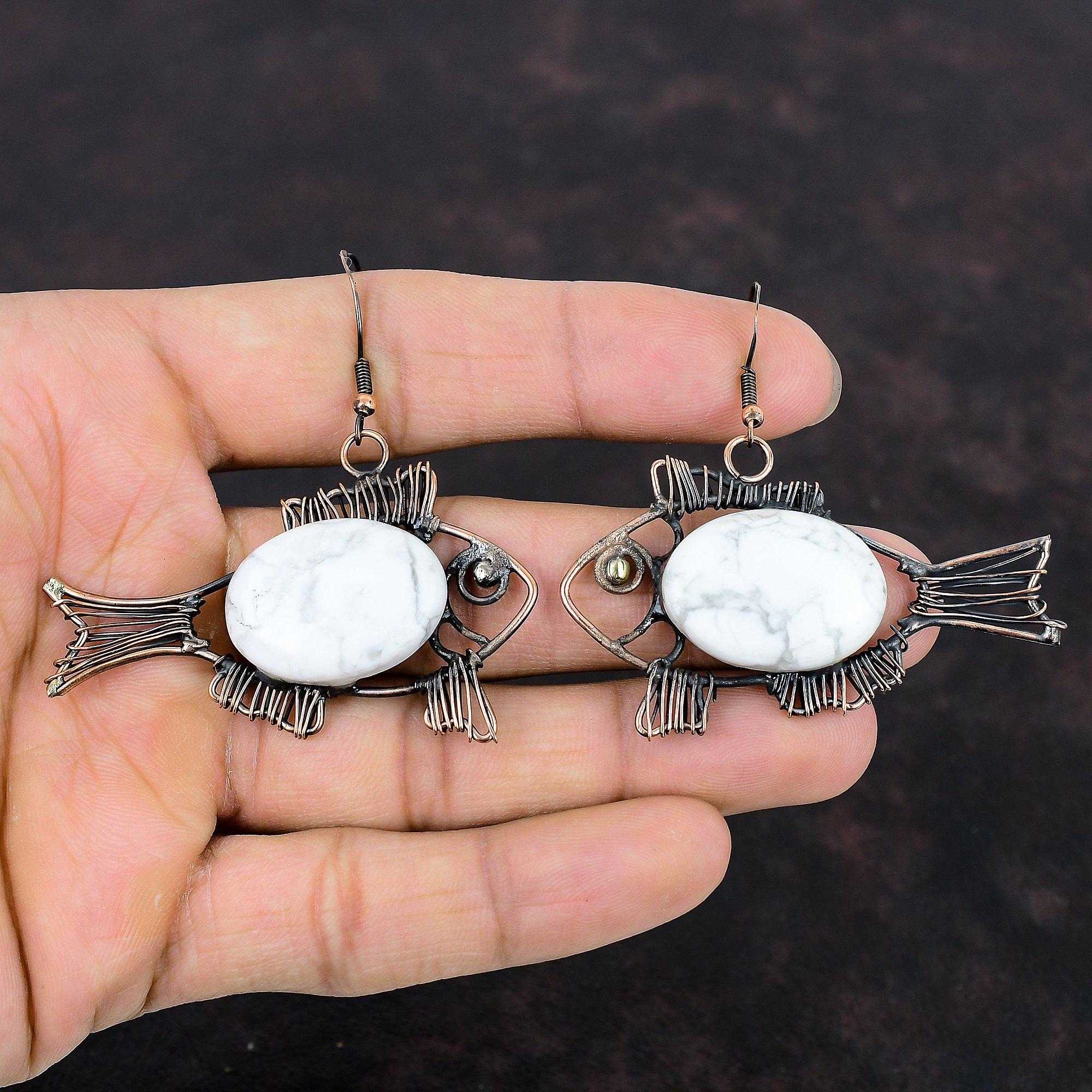 Серьги из говлита, обмотанные медной проволокой, серьги из натуральных драгоценных камней, украшения ручной работы, обмотанные медной проволокой, серьги-рыбки, подарок на помолвку
Серьги из говлита, обмотанные медной проволокой, серьги из натуральных драгоценных камней, украшения ручной работы, обмотанные медной проволокой, серьги-рыбки, подарок на помолвку