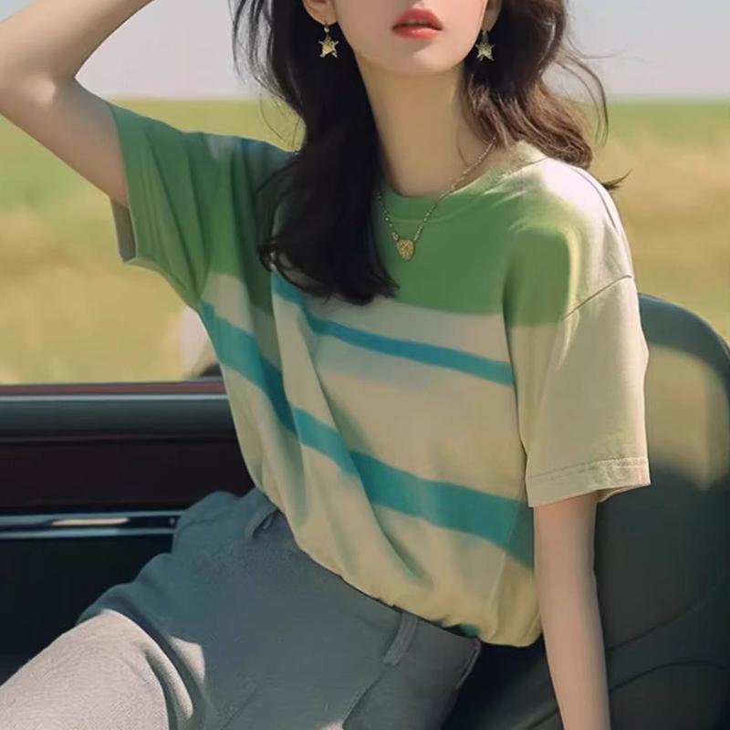 ZANZEA Жіночі літні футболки в смужку з круглим вирізом і короткими рукавами з градієнтним принтом
ZANZEA Жіночі літні футболки в смужку з круглим вирізом і короткими рукавами з градієнтним принтом