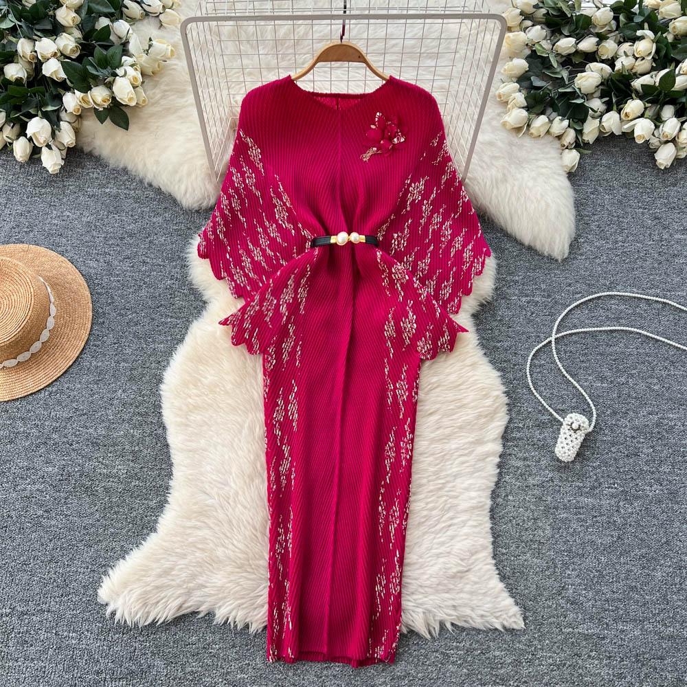 Весна Осень Женские Элегантные Платья с 3D Цветочным Принтом, Плиссированные, С Рукавами Летучая Мышь, Свободного Кроя Оверсайз, с Поясом One Size красный
Весна Осень Женские Элегантные Платья с 3D Цветочным Принтом, Плиссированные, С Рукавами Летучая Мышь, Свободного Кроя Оверсайз, с Поясом One Size красный