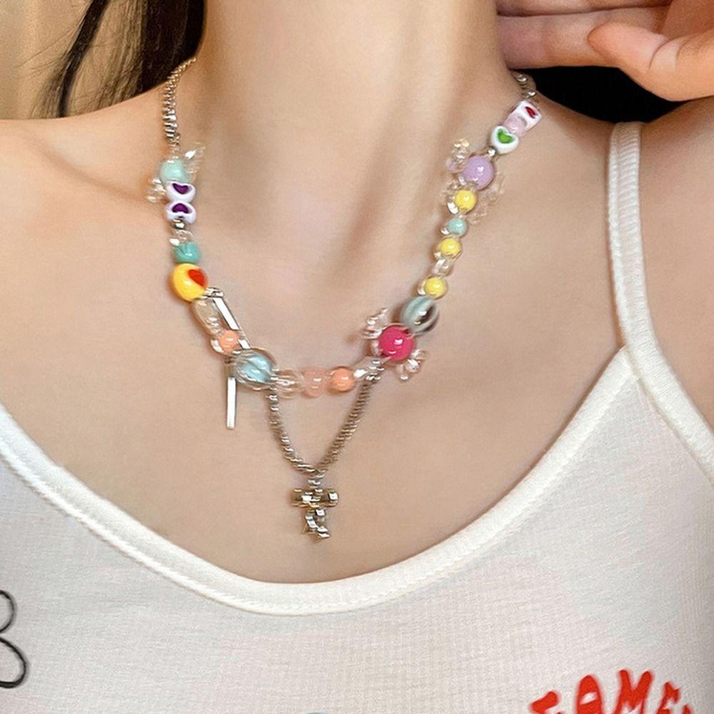 Choker Candy Women Colorful Necklace Korean Style Necklace Clavicle Chain Girl Beads Bracelet
Choker Candy Women Colorful Necklace Korean Style Necklace Clavicle Chain Girl Beads Bracelet