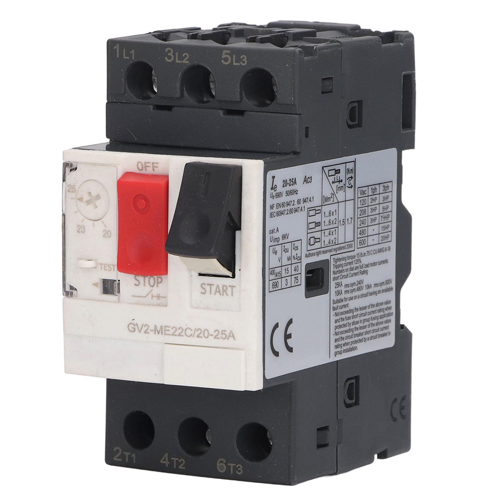 Motor Circuit Breaker 3P Overload Protection Switch Manual Motor Starter Button AC 690V GV2ME22C
Motor Circuit Breaker 3P Overload Protection Switch Manual Motor Starter Button AC 690V GV2ME22C