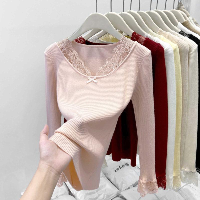 Pure and Chic Lace Splicing Collar Knitted Sweater Women s Autumn and Winter Sweet Spice Girl Pit Strip Slim-fit Bottom Shirt Top L рожевий
Pure and Chic Lace Splicing Collar Knitted Sweater Women s Autumn and Winter Sweet Spice Girl Pit Strip Slim-fit Bottom Shirt Top L рожевий