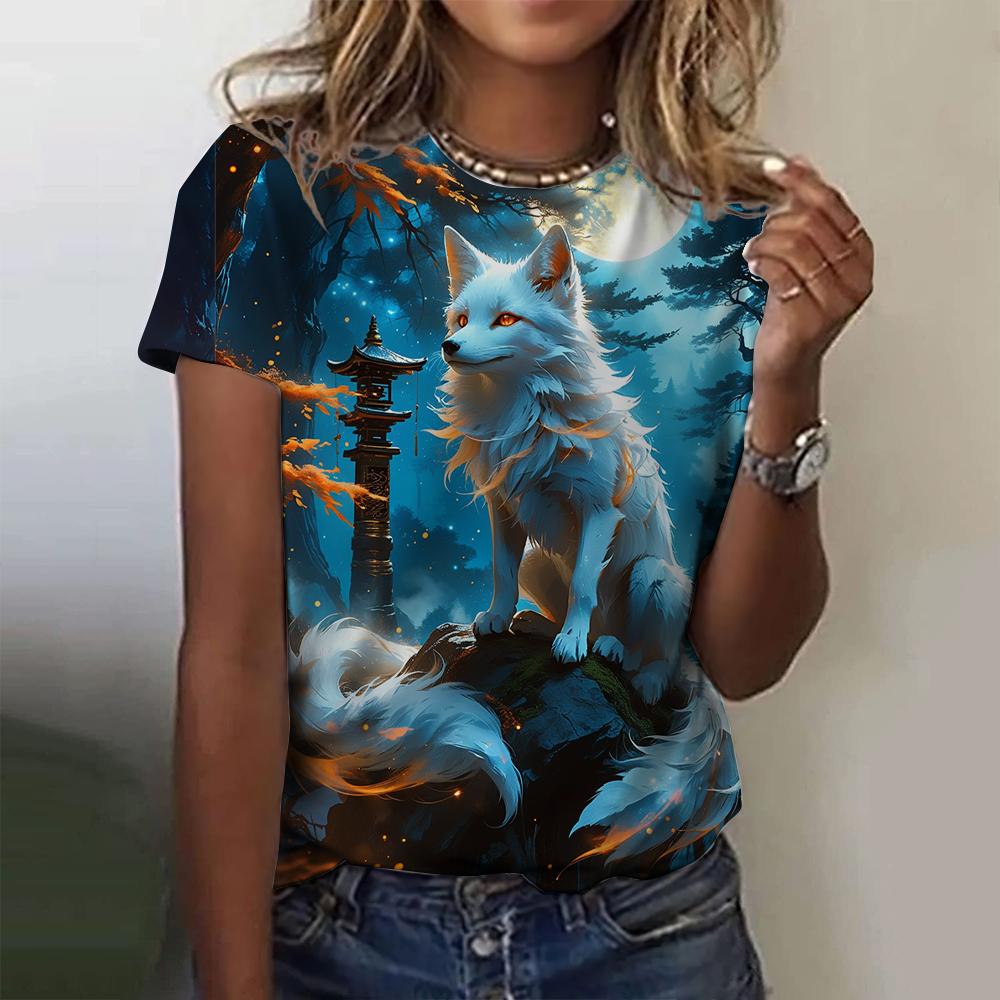 3D printed fox pattern women s T-shirt summer casual round neck top short sleeved loose T-shirt daily outdoor short sleeved 2XL
3D printed fox pattern women s T-shirt summer casual round neck top short sleeved loose T-shirt daily outdoor short sleeved 2XL