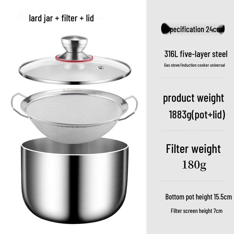ZISIZ 316 Нержавеющая сталь Кастрюля для хранения масла с фильтром
ZISIZ 316 Нержавеющая сталь Кастрюля для хранения масла с фильтром
