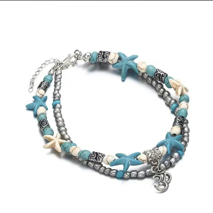 Винтажные бирюзовые украшения для ног в виде морской звезды и черепахи, пляжный многослойный бисерный ажурный двойной браслет на ногу для женщин, подарок на День святого Валентина
Винтажные бирюзовые украшения для ног в виде морской звезды и черепахи, пляжный многослойный бисерный ажурный двойной браслет на ногу для женщин, подарок на День святого Валентина