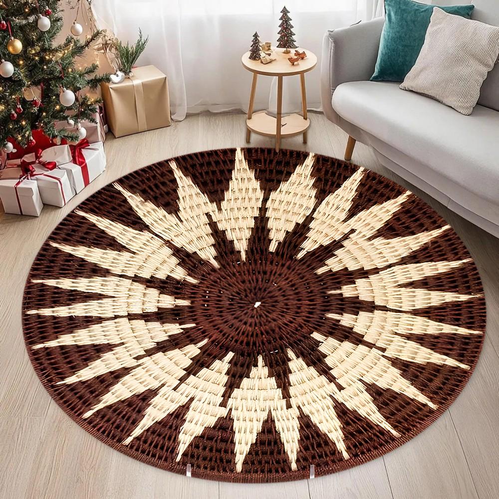 Round Woven Style Geometric Pattern Rug Ethnic Decor Non-Slip Durable Carpet for Living Room Bedroom Decorative Space 80cmx80cm
Round Woven Style Geometric Pattern Rug Ethnic Decor Non-Slip Durable Carpet for Living Room Bedroom Decorative Space 80cmx80cm