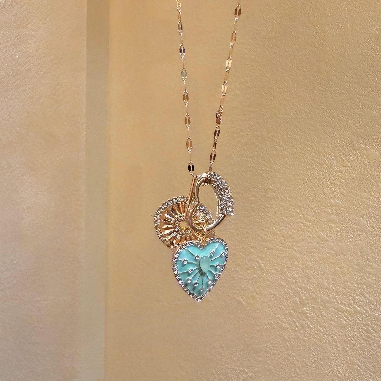 Vintage Exquisite Mint Green Pendant Necklaces Women Sunflower Heart Clavicle Chains Fashion Banquet Daily Wear Jewelry Gifts зелёный
Vintage Exquisite Mint Green Pendant Necklaces Women Sunflower Heart Clavicle Chains Fashion Banquet Daily Wear Jewelry Gifts зелёный