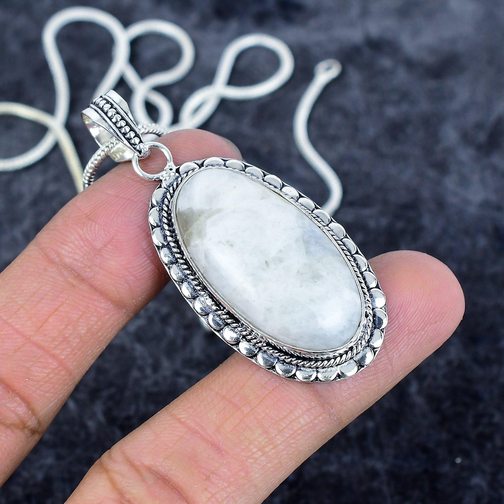Rainbow Moonstone Gemstone 925 Sterling Silver Jewelry Pendant 2.25 M-2970
Rainbow Moonstone Gemstone 925 Sterling Silver Jewelry Pendant 2.25 M-2970