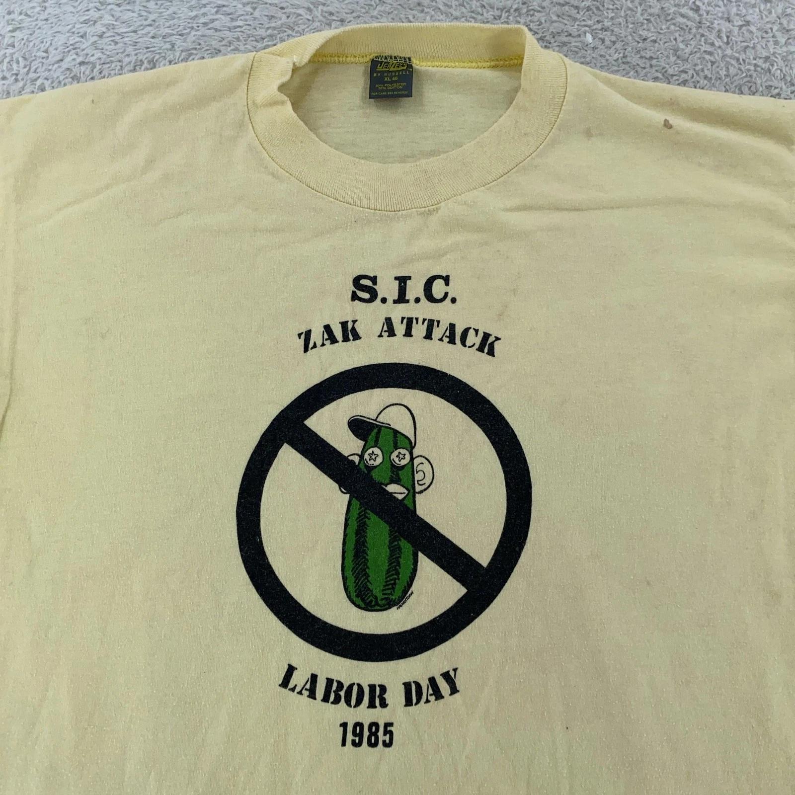 Vintage 1985 S.I.C. Zak Attack Shirt Mens L Yellow Labor Day Zack Tee 80s XL
Vintage 1985 S.I.C. Zak Attack Shirt Mens L Yellow Labor Day Zack Tee 80s XL