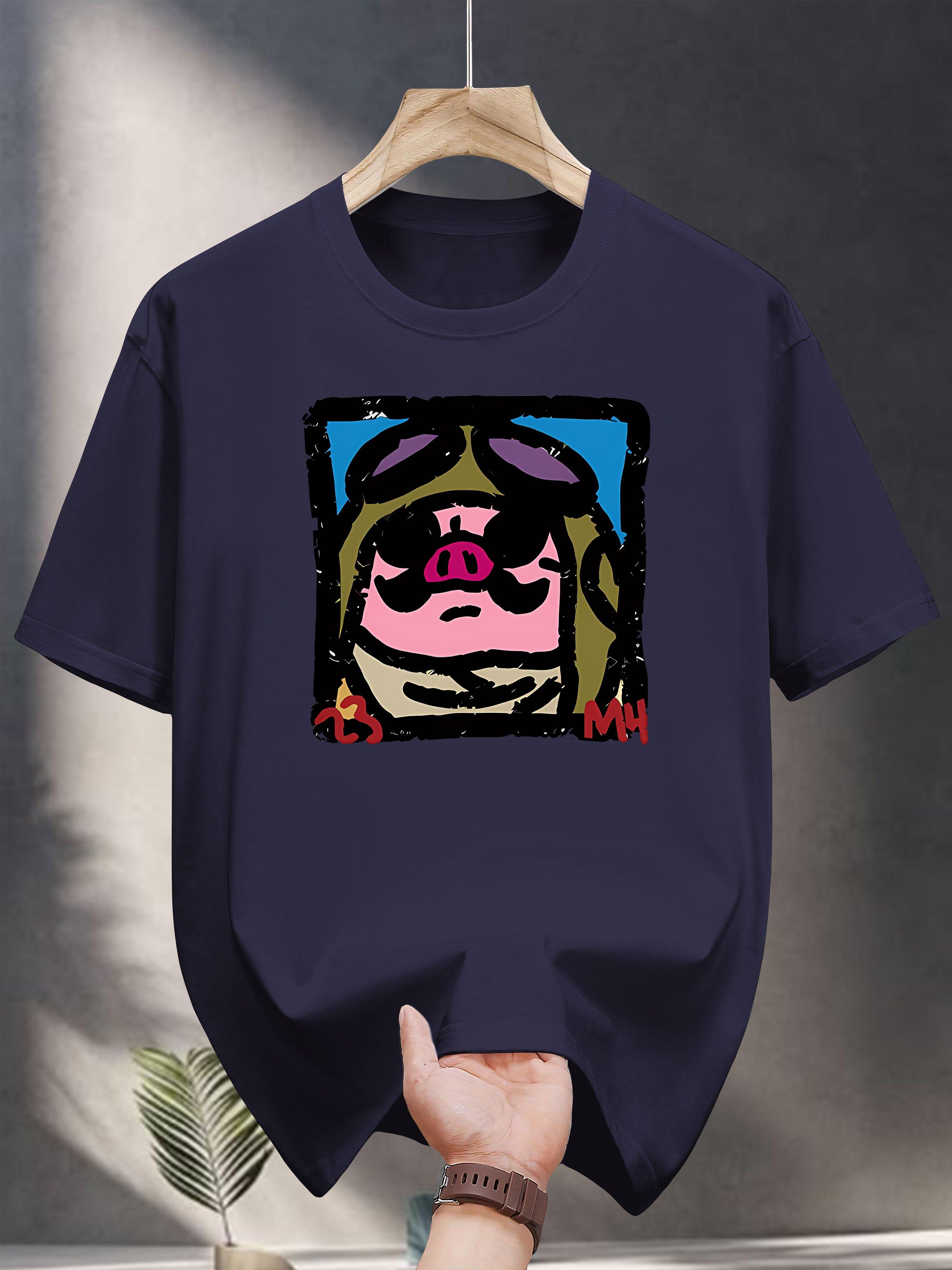 Print Short Sleeve T-shirt - Casual Summer Tee with Pink Pig in Glasses Design S
Print Short Sleeve T-shirt - Casual Summer Tee with Pink Pig in Glasses Design S