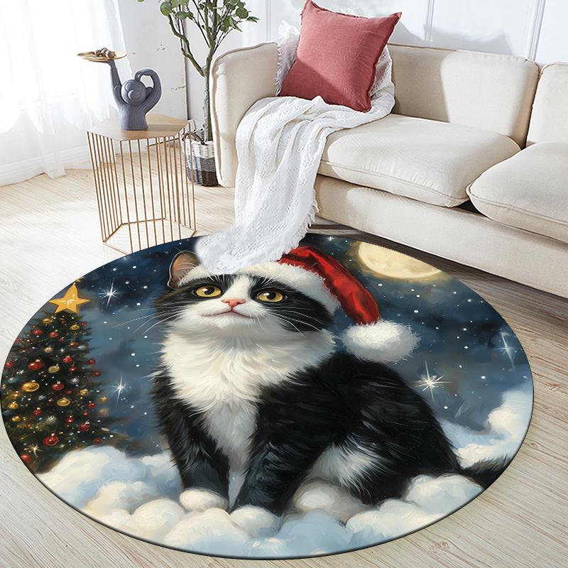 Christmas tuxedo cat pattern round rug,Carpet Rug for Living Room Bedroom Playroom ,Non-slip Floor Mat,Holiday Gifts and Birthday Gifts. 80cmx80cm
Christmas tuxedo cat pattern round rug,Carpet Rug for Living Room Bedroom Playroom ,Non-slip Floor Mat,Holiday Gifts and Birthday Gifts. 80cmx80cm