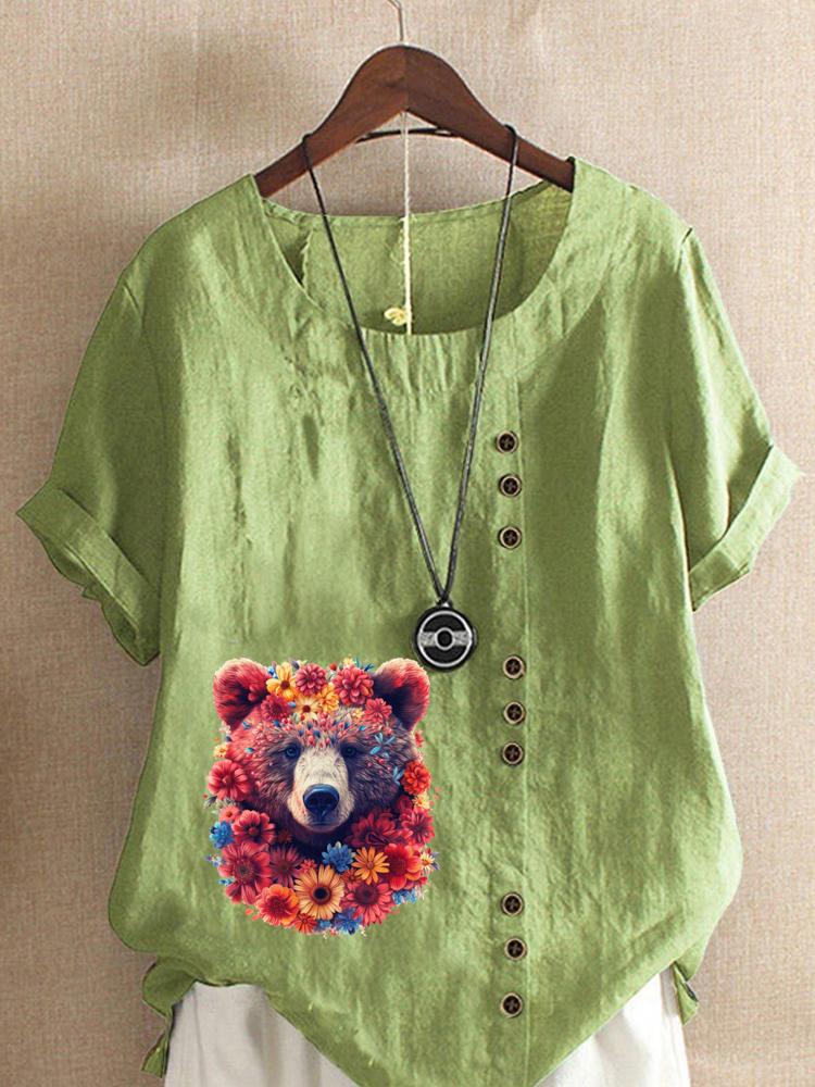 Women s Fashion Flower Bear Print Shot Sleeve T-shirt Loose Cotton Shirt Casual Loose Summer Blouse Tops Plus Size 5XL зелений
Women s Fashion Flower Bear Print Shot Sleeve T-shirt Loose Cotton Shirt Casual Loose Summer Blouse Tops Plus Size 5XL зелений