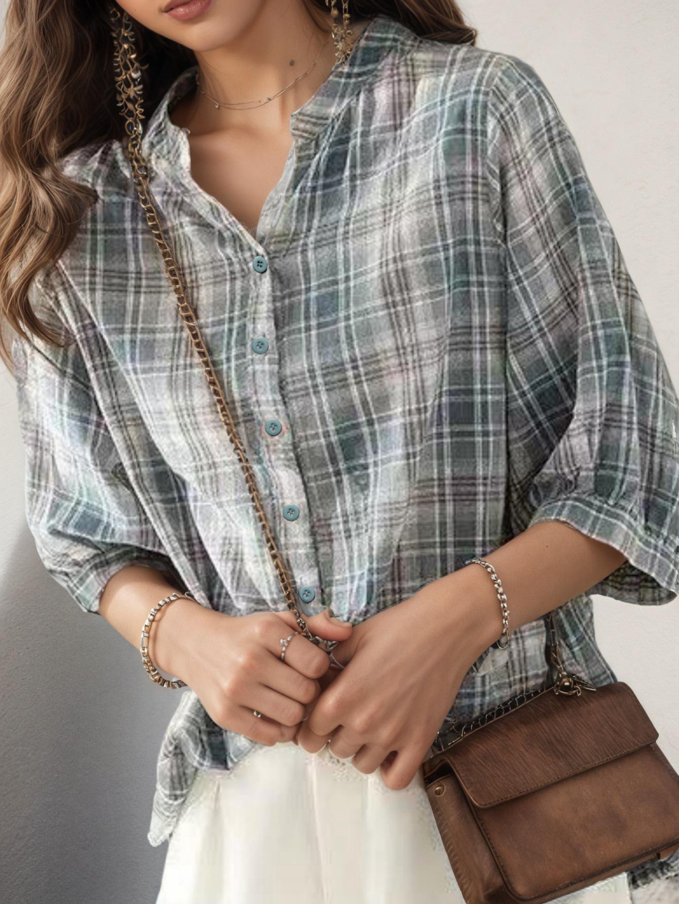 2026 Women s Casual Plaid Shirt: New Style, Short-Sleeved, Versatile L павлин голубой
2026 Women s Casual Plaid Shirt: New Style, Short-Sleeved, Versatile L павлин голубой