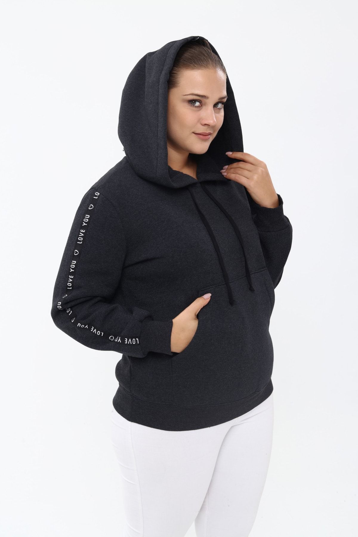 Women s Style Big Size Sweatshirt Pianoluce Large Size Striped Pocket Hooded Sweatshirt Anthracite 2XL
Women s Style Big Size Sweatshirt Pianoluce Large Size Striped Pocket Hooded Sweatshirt Anthracite 2XL