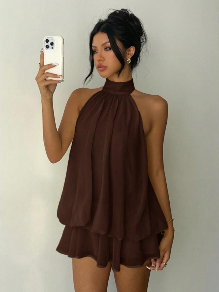 Women s Sleeveless High Neck Ruffle Hem Dress, Available in Multiple Colors XL темно-коричневого кольору
Women s Sleeveless High Neck Ruffle Hem Dress, Available in Multiple Colors XL темно-коричневого кольору