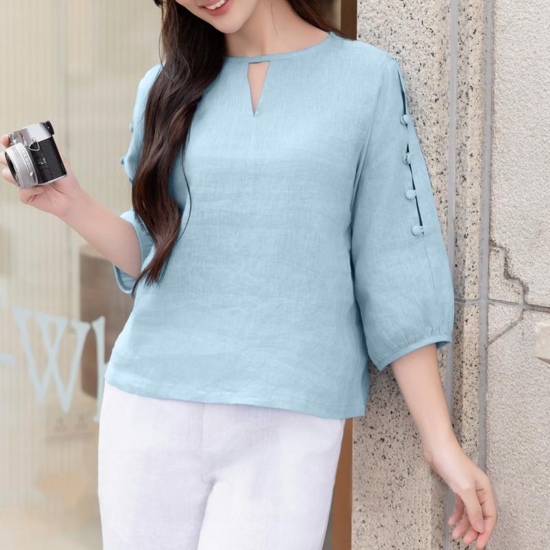 ZANZEA Женская повседневная однотонная свободная блузка с круглым вырезом и рукавом 3/4 S
ZANZEA Женская повседневная однотонная свободная блузка с круглым вырезом и рукавом 3/4 S