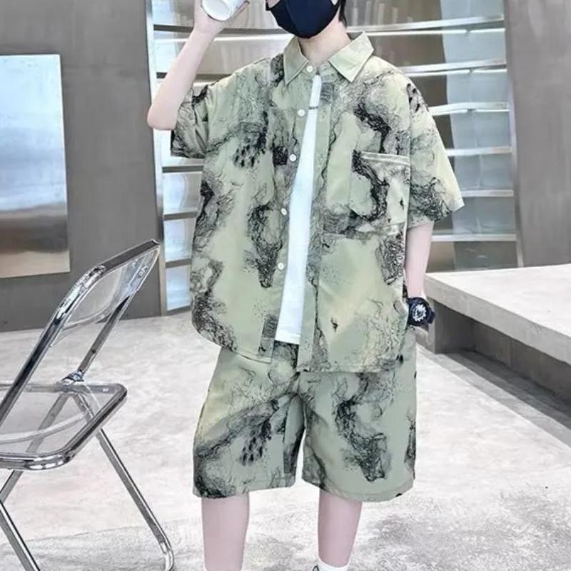 Summer Boys Suit Child Set Cloth Ink Painting Short-Sleeved Loose Shirt Blouse + Short Pants Teenager Kids 4-12 Year 120 зелёный
Summer Boys Suit Child Set Cloth Ink Painting Short-Sleeved Loose Shirt Blouse + Short Pants Teenager Kids 4-12 Year 120 зелёный