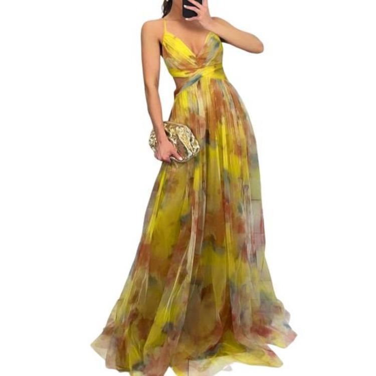 Floral Boho Women Maxi Dress Spaghetti Strap Deep V Neck Hollow Out Mesh Pleated Swing Long Dress Beach Summer Party XL жовтий
Floral Boho Women Maxi Dress Spaghetti Strap Deep V Neck Hollow Out Mesh Pleated Swing Long Dress Beach Summer Party XL жовтий