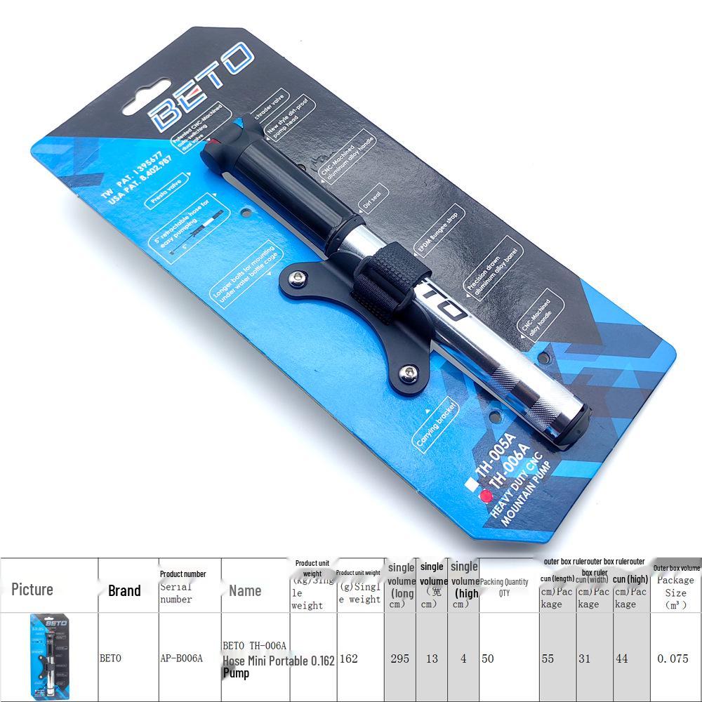 BETO Universal CNC Aluminum Bike Pump for French & American Valves One Size
BETO Universal CNC Aluminum Bike Pump for French & American Valves One Size