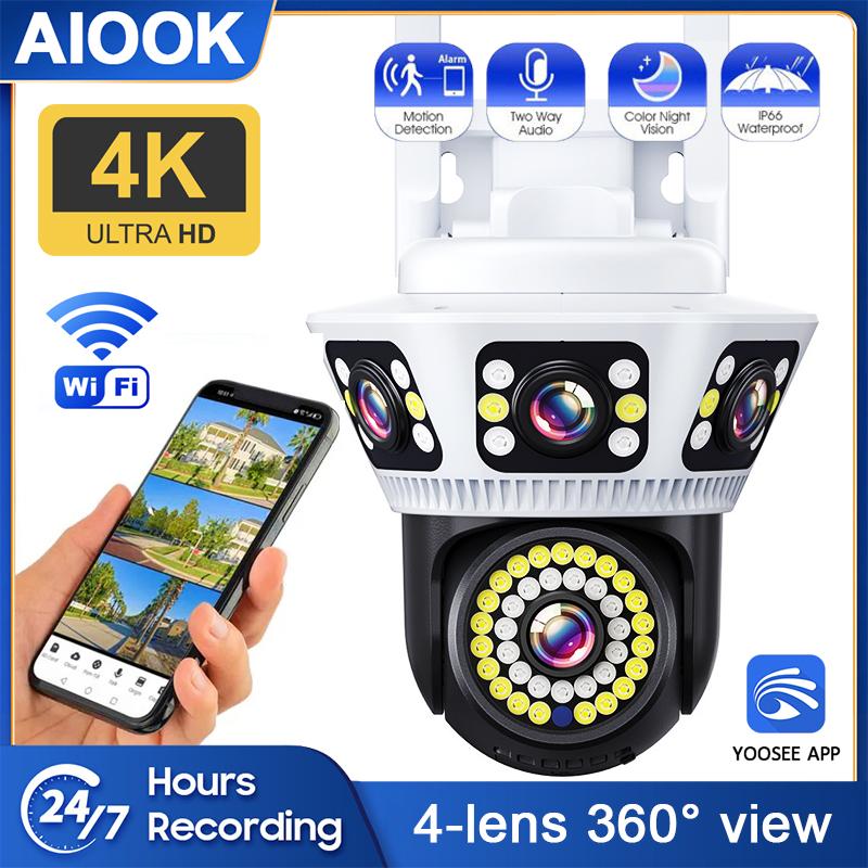 AIOOK 4 объектива HD 8MP 4K WFI Камера безопасности 360° Обзор Ngle Открытый Водонепроницаемый IP-видеонаблюдение Двусторонняя аудиосвязь Домофон Ночное видение PIR Обнаружение движущихся объектов
AIOOK 4 объектива HD 8MP 4K WFI Камера безопасности 360° Обзор Ngle Открытый Водонепроницаемый IP-видеонаблюдение Двусторонняя аудиосвязь Домофон Ночное видение PIR Обнаружение движущихся объектов