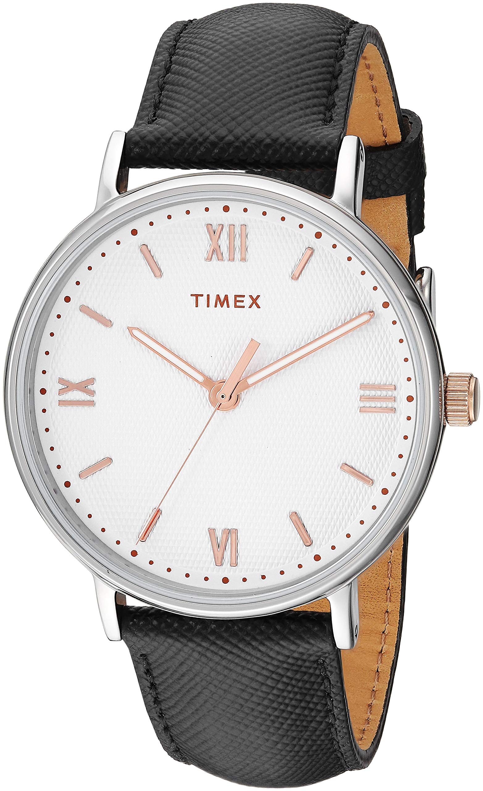 Timex Southview 41mm Leather Strap Gold Quartz Men s Watch, Black/White/Rose Tone, Movement.
Timex Southview 41mm Leather Strap Gold Quartz Men s Watch, Black/White/Rose Tone, Movement.