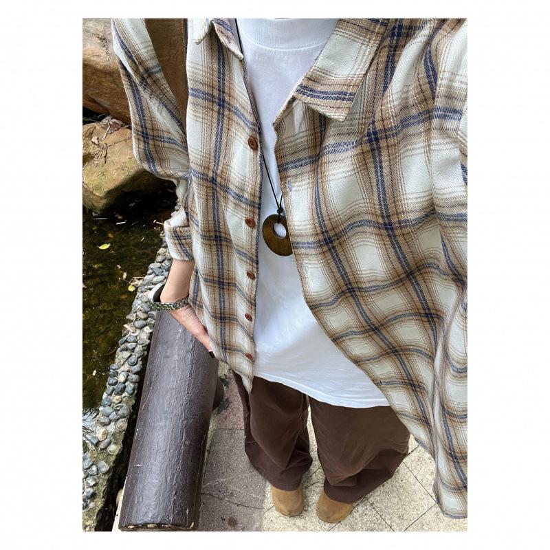 Manjiangyue Early Spring Color Block Plaid Lapel Long Sleeve Women s Loose Cardigan Shirt L (110-140) кавовий
Manjiangyue Early Spring Color Block Plaid Lapel Long Sleeve Women s Loose Cardigan Shirt L (110-140) кавовий