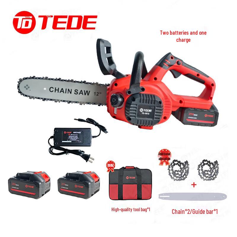 TEDE YD-5612 Cordless Lithium Chainsaw CN plug (adapter included)
TEDE YD-5612 Cordless Lithium Chainsaw CN plug (adapter included)