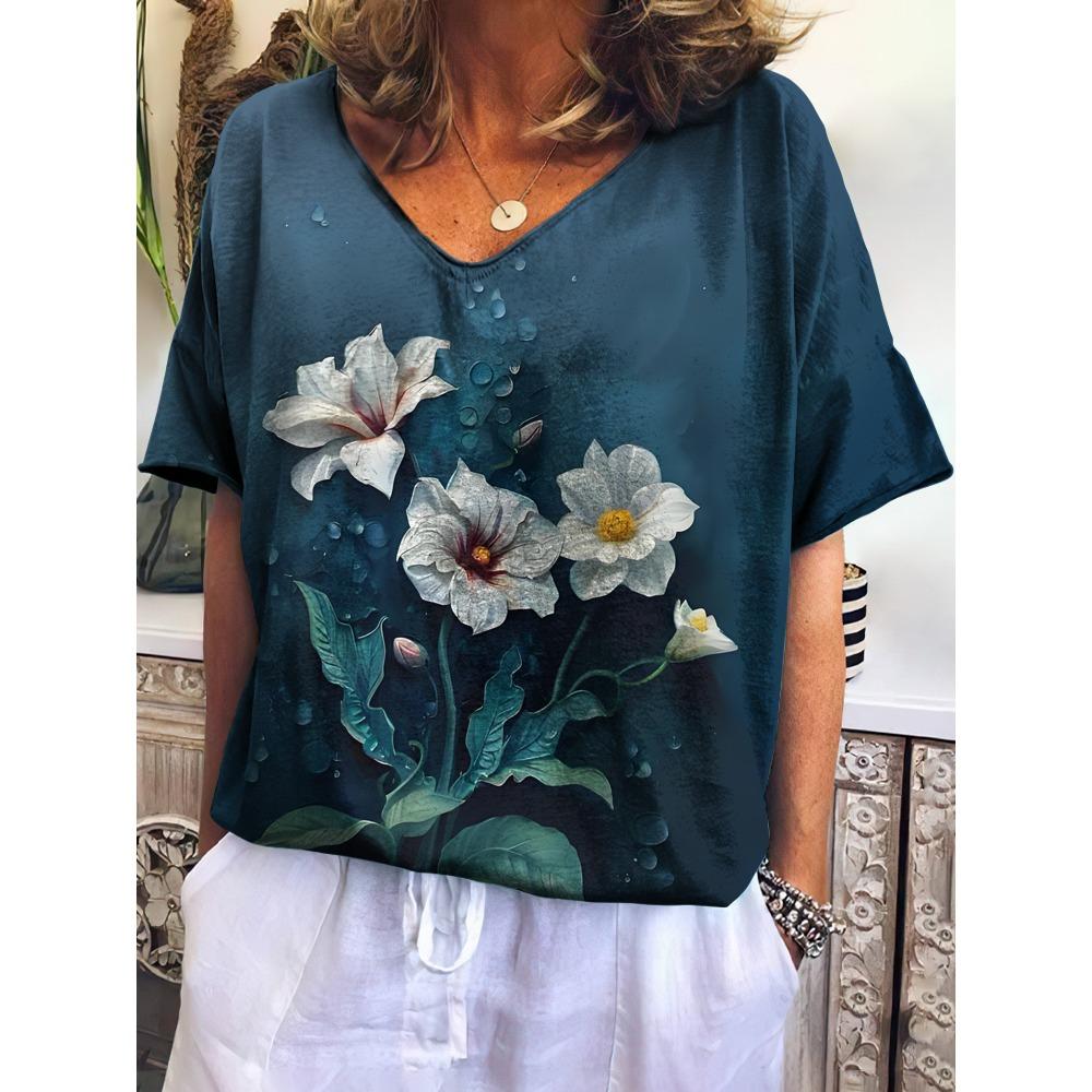 Vintage Women s T Shirts V-neck 3d Flower Print Tops Loose Short Sleeve Tees Summer Streetwear Casual Oversized Female Clothing XL
Vintage Women s T Shirts V-neck 3d Flower Print Tops Loose Short Sleeve Tees Summer Streetwear Casual Oversized Female Clothing XL