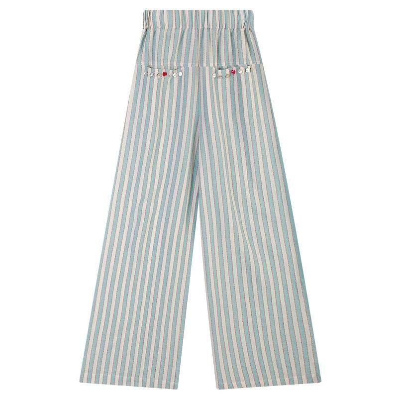 Fresh Mint Green Striped Summer Pants for Women - Thin Sweet Drapey Textured Straight-Leg Lazy Loose Wide-Leg Trousers XL
Fresh Mint Green Striped Summer Pants for Women - Thin Sweet Drapey Textured Straight-Leg Lazy Loose Wide-Leg Trousers XL