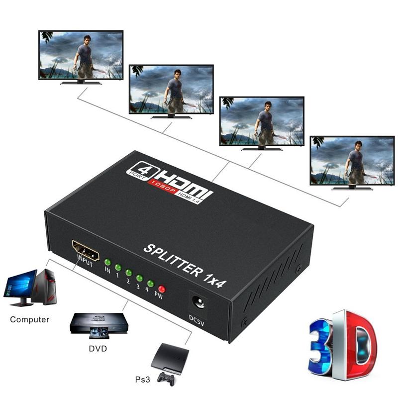 1x4 HDMI Splitter 1 Input to 4 Output HDMI Video Monitor Splitter Support 3D and Full HD 1080P Resolution EU Plug
1x4 HDMI Splitter 1 Input to 4 Output HDMI Video Monitor Splitter Support 3D and Full HD 1080P Resolution EU Plug