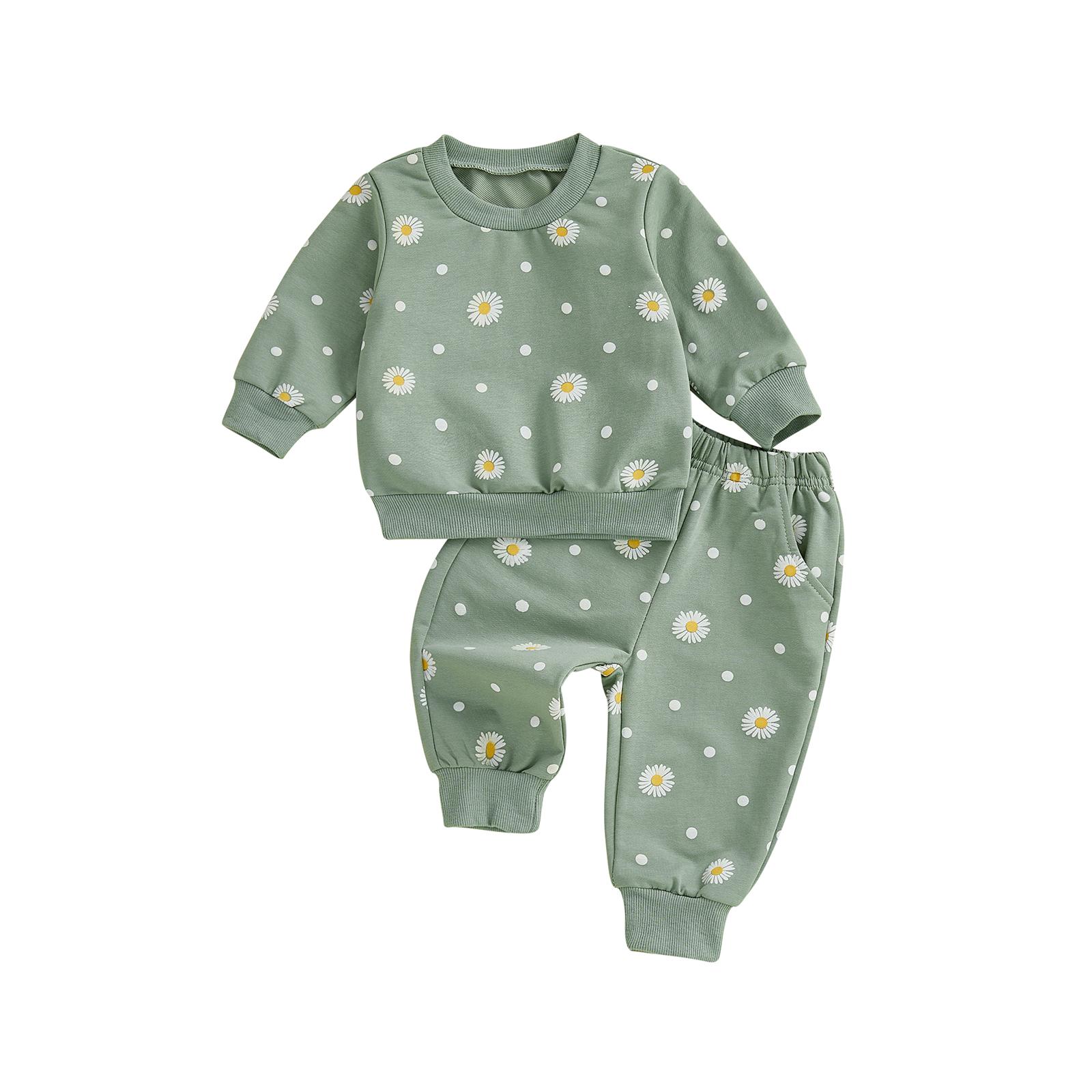 Baby Girls 2-piece Outfit Flower Print Long Sleeve Crew Neck Sweatshirt with Elastic Waist Sweatpants Fall Clothes 70 зелёный
Baby Girls 2-piece Outfit Flower Print Long Sleeve Crew Neck Sweatshirt with Elastic Waist Sweatpants Fall Clothes 70 зелёный