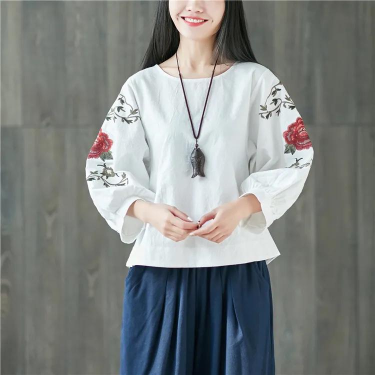 Литературная и художественная ретро вышитая рубашка из хлопка и льна в этническом стиле, свободный повседневный свитер с рукавом три четверти и круглым вырезом L белый
Литературная и художественная ретро вышитая рубашка из хлопка и льна в этническом стиле, свободный повседневный свитер с рукавом три четверти и круглым вырезом L белый