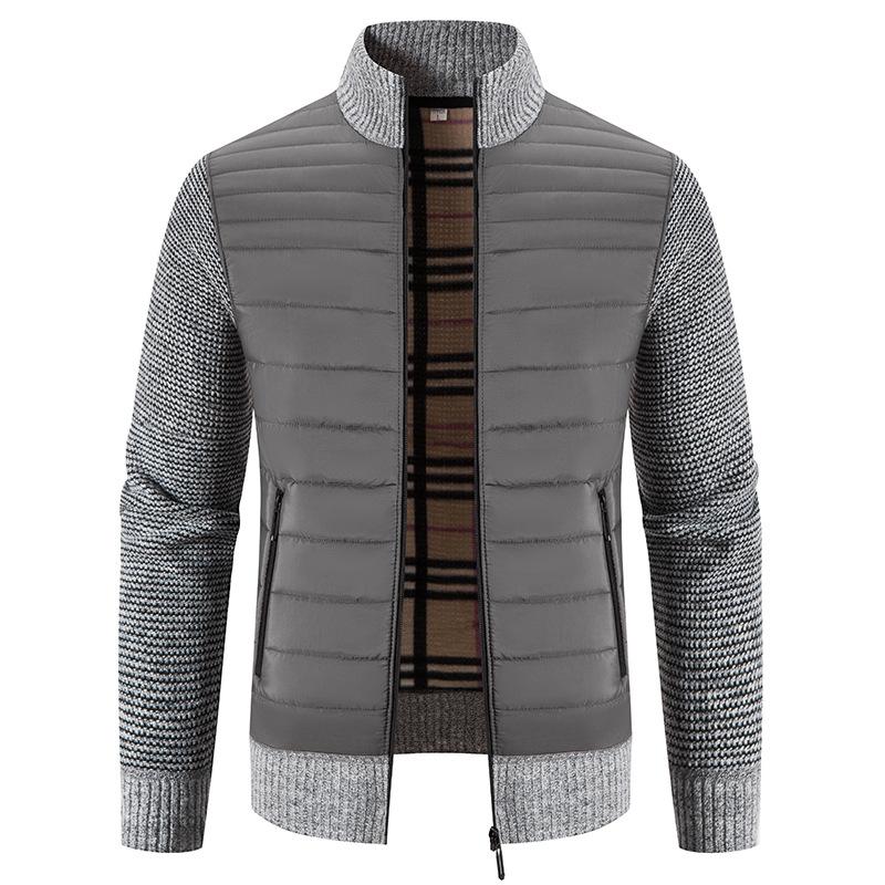 Men s Knit Trim Longline Jacket with Zip Pockets, Grey and Off-White Color Block Design M
Men s Knit Trim Longline Jacket with Zip Pockets, Grey and Off-White Color Block Design M