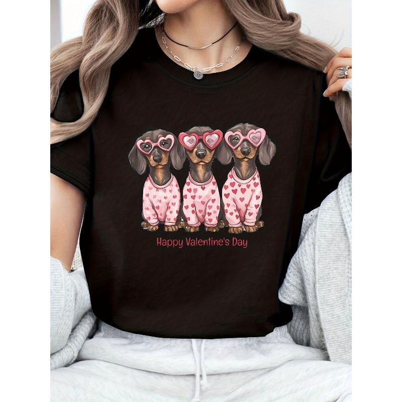 European size Fashionable Niche Minimalist Pink Heart Print T-Shirt with Pink Heart Glasses Puppy and Happy Valentine s Day Lettering, 4XL чорний
European size Fashionable Niche Minimalist Pink Heart Print T-Shirt with Pink Heart Glasses Puppy and Happy Valentine s Day Lettering, 4XL чорний