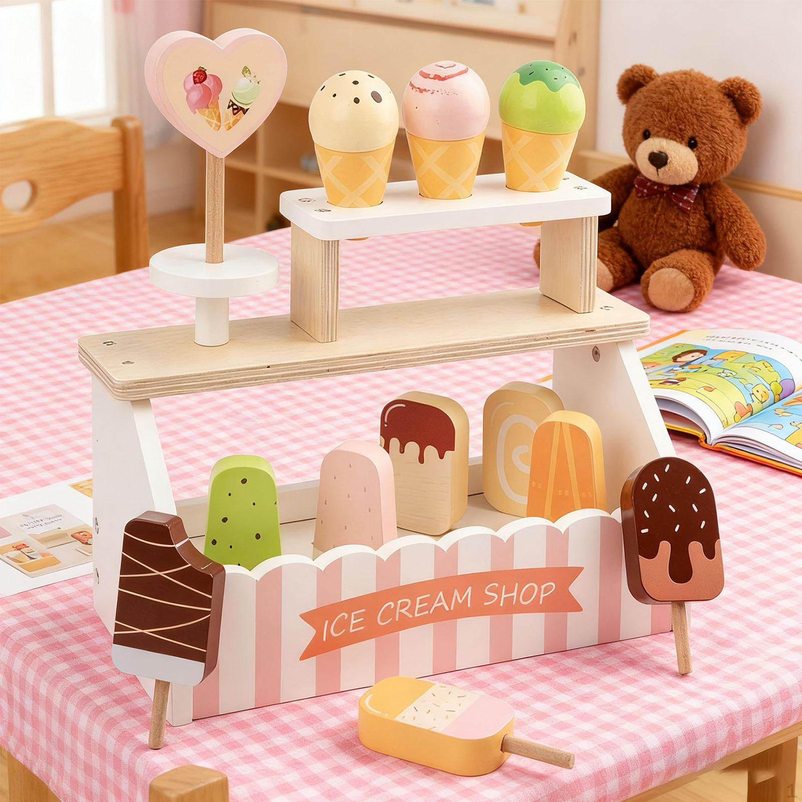 Ice Cream Toy Simulation with Display Stand Develops Social Skills Wooden Pretend Play for 3 4 5
Ice Cream Toy Simulation with Display Stand Develops Social Skills Wooden Pretend Play for 3 4 5