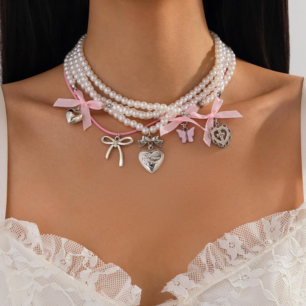 Jewelry love butterfly imitation knot pearl necklace, niche design sense sweet stacking necklace woman
Jewelry love butterfly imitation knot pearl necklace, niche design sense sweet stacking necklace woman